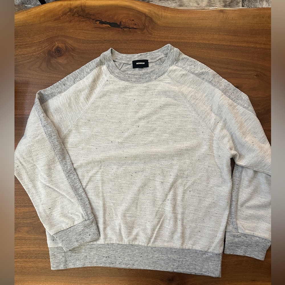Monroe Reverse Contrast Rib Gray Raglan Sweatshirt - M - Picture 2 of 7